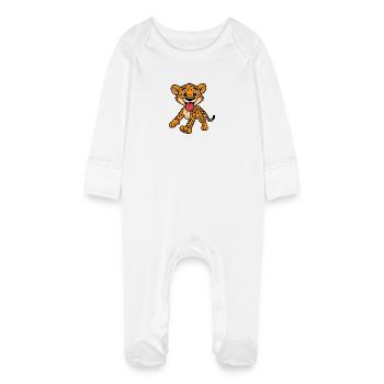 Vibrant Leopard Spots - Baby Organic Sleepsuit with Scratch Mitts - white - Front