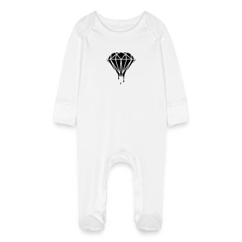 Dripping diamant - Grenouillère bio avec gants Bébé - blanc - Devant