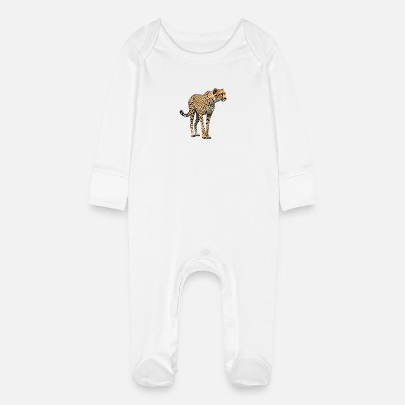 Gepard echt - Baby Bio-Schlafanzug mit Kratzhandschuhen - Weiß