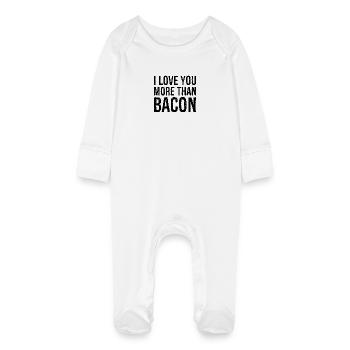I love you more than bacon - Baby Organic Sleepsuit with Scratch Mitts - white - Front