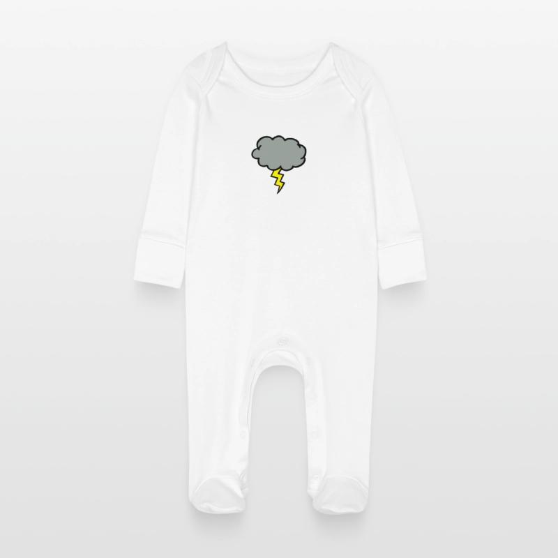 cloud thundercloud lightning thunderbolt Baby Organic Sleepsuit with Scratch Mitts
