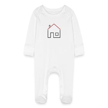 House - Baby Organic Sleepsuit with Scratch Mitts - white - Front