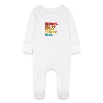 mari papa professeur de théâtre héros Conception pour un - Grenouillère bio avec gants Bébé - blanc - Devant