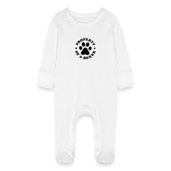 Eigentum eines Boxers - Baby Bio-Schlafanzug mit Kratzhandschuhen - Weiß - Vorne