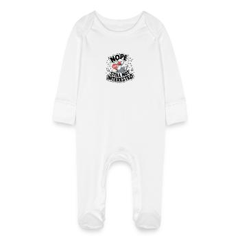 Uninterested Goose Stop Sign - Baby Organic Sleepsuit with Scratch Mitts - white - Front