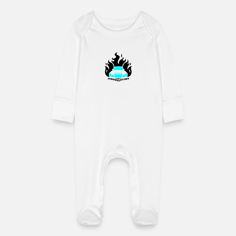 /8 Flame01 2C - Baby Bio-Schlafanzug mit Kratzhandschuhen - Weiß