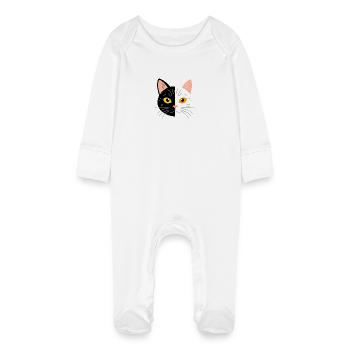 Ronronnement et miaulement - Grenouillère bio avec gants Bébé - blanc - Devant