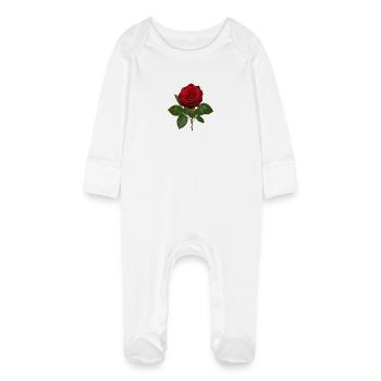 Rouge rose rouge profond - Grenouillère bio avec gants Bébé - blanc - Devant