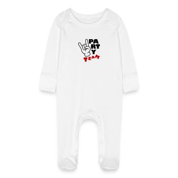 Équipe de fête drôle - Grenouillère bio avec gants Bébé - blanc - Devant