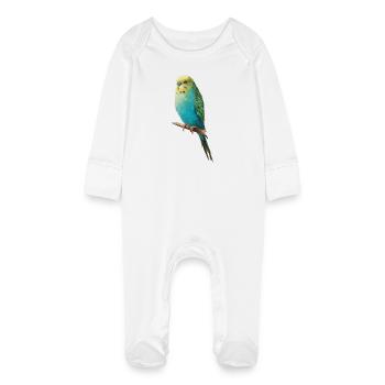 Perruche ondulée - Grenouillère bio avec gants Bébé - blanc - Devant