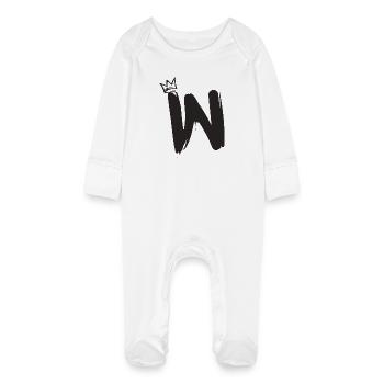 W - Baby Organic Sleepsuit with Scratch Mitts - white - Front