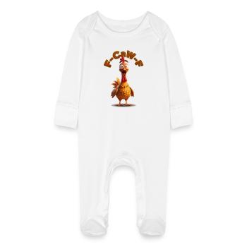 F-Can-F Rooster Cartoon | Chicken, funny pictures - Baby Organic Sleepsuit with Scratch Mitts - white - Front