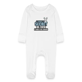 je connais le secret de tata je vais être cousin - Grenouillère bio avec gants Bébé - blanc - Devant