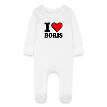 I love boris - Grenouillère bio avec gants Bébé - blanc - Devant