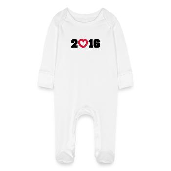 2016 - Grenouillère bio avec gants Bébé - blanc - Devant