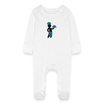 A gourmet chef serves guests - Baby Organic Sleepsuit with Scratch Mitts - white - Front