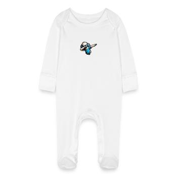 Cooler Pudel Dabbing Stilvolles Design - Baby Bio-Schlafanzug mit Kratzhandschuhen - Weiß - Vorne