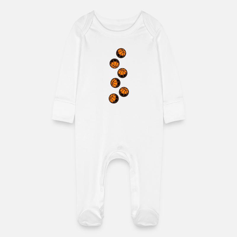 Icône du basket-ball - Grenouillère bio avec gants Bébé - blanc
