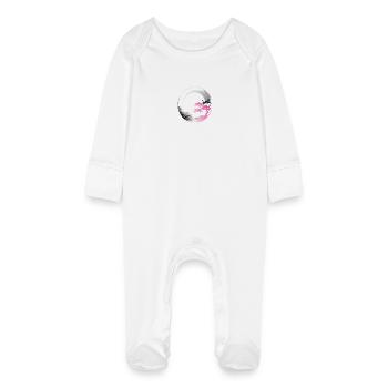 Japan modern enso rose - Baby Organic Sleepsuit with Scratch Mitts - white - Front