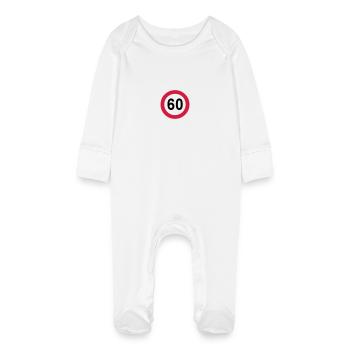 60.Birthday , 60 years , Traffic sign (25) - Baby Organic Sleepsuit with Scratch Mitts - white - Front