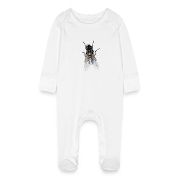 fliege - Baby Bio-Schlafanzug mit Kratzhandschuhen - Weiß - Vorne