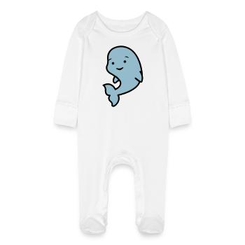 suesser_delfin_02 - Grenouillère bio avec gants Bébé - blanc - Devant