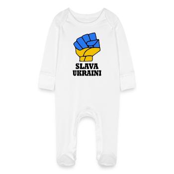 Slava ukraini - Grenouillère bio avec gants Bébé - blanc - Devant