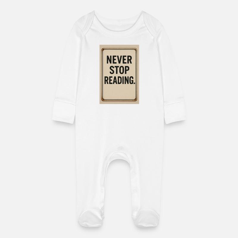 Hören Sie nie auf zu lesen - Baby Bio-Schlafanzug mit Kratzhandschuhen - Weiß