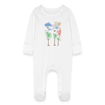 Peinture douce, peinture pour enfants - Grenouillère bio avec gants Bébé - blanc - Devant