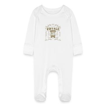 Design vintage anniversaire 1975 - Grenouillère bio avec gants Bébé - blanc - Devant