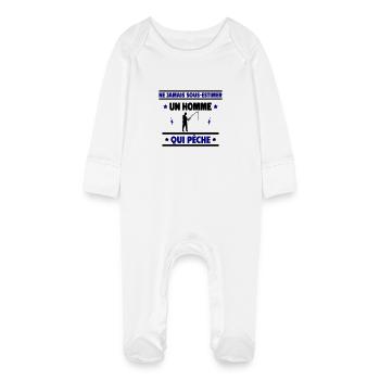 Ne jamais sous-estimer un homme qui pêche - Grenouillère bio avec gants Bébé - blanc - Devant
