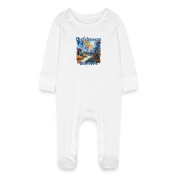 Chefchaouen, Maroc - Les ruelles colorées de la vieille ville - Grenouillère bio avec gants Bébé - blanc - Devant