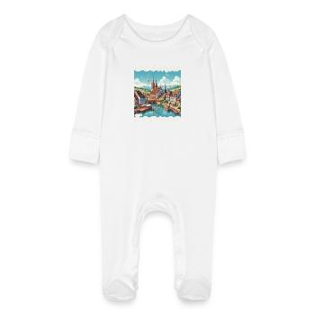Colmar Old Town, Colonial-Style Port and Canal - Baby Organic Sleepsuit with Scratch Mitts - white - Front