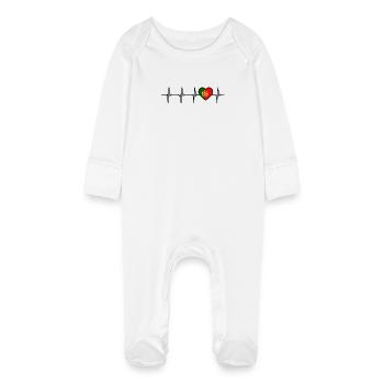 Portugal Heartbeat Drapeau Portugais - Grenouillère bio avec gants Bébé - blanc - Devant