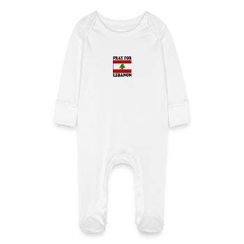 Pray for lebanon - Baby Organic Sleepsuit with Scratch Mitts - white - Front