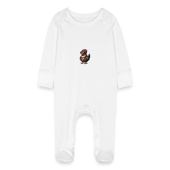 Chicken Comic Cool Summer - Baby Organic Sleepsuit with Scratch Mitts - white - Front