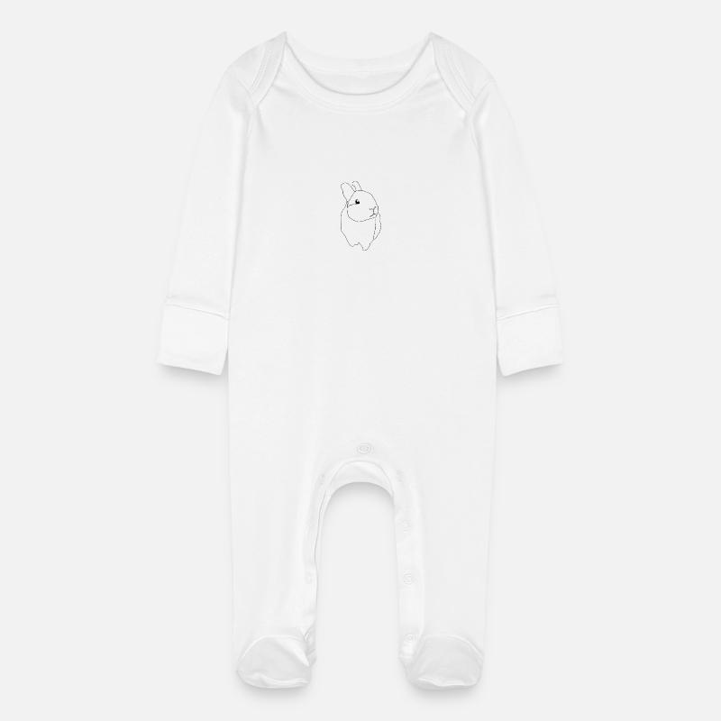 mignon lapin - Grenouillère bio avec gants Bébé - blanc