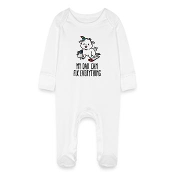 Mon père peut tout réparer père fille Licorne - Grenouillère bio avec gants Bébé - blanc - Devant