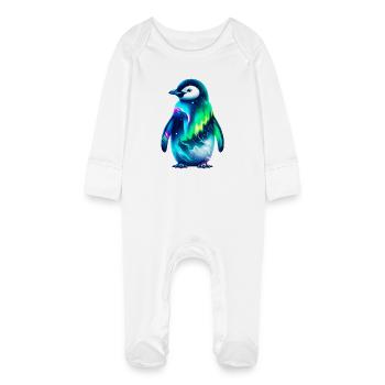 Manchot aurore boréale - Grenouillère bio avec gants Bébé - blanc - Devant