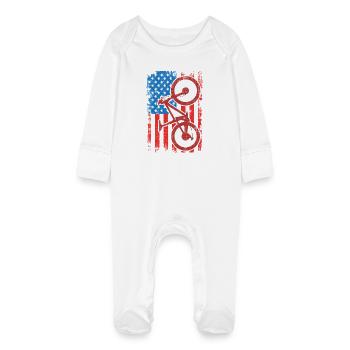 4 juillet USA VTT - Grenouillère bio avec gants Bébé - blanc - Devant