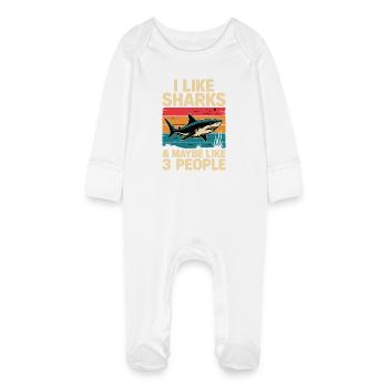 requin j’aime chemises design vintage - Grenouillère bio avec gants Bébé - blanc - Devant
