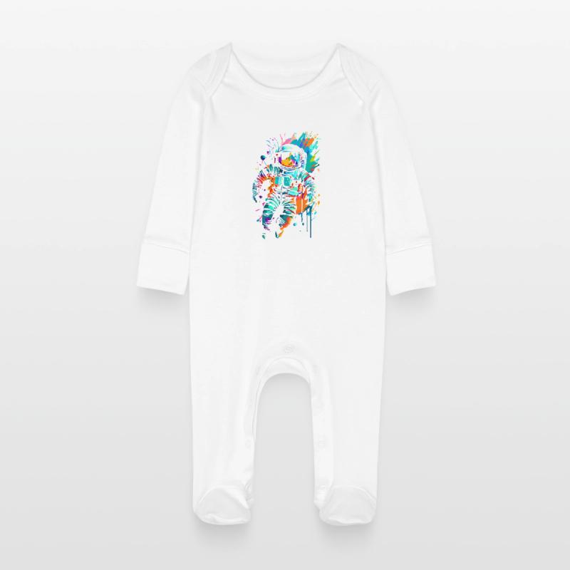 Astronaute de couleur dans l’espace spatial Grenouillère bio avec gants Bébé