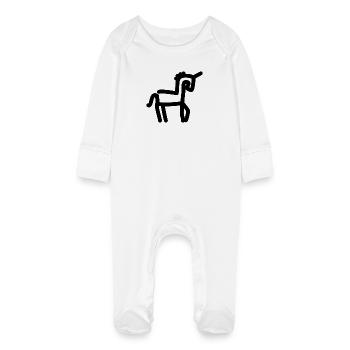 Dessin au trait Licorne - Grenouillère bio avec gants Bébé - blanc - Devant
