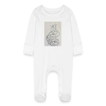 Labyrinthe en boucle de chemins - Grenouillère bio avec gants Bébé - blanc - Devant