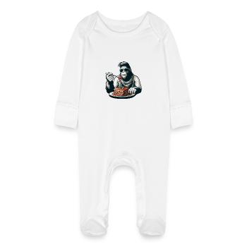 Bigfoot Sasquatch Lasagne Élégant Moderne - Grenouillère bio avec gants Bébé - blanc - Devant