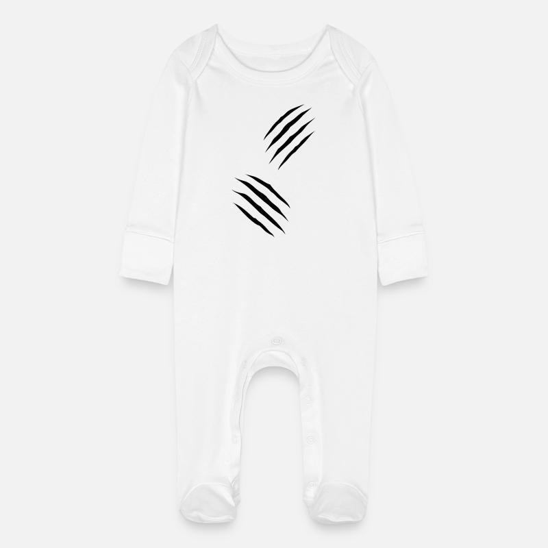 Two_Claws - Baby Bio-Schlafanzug mit Kratzhandschuhen - Weiß