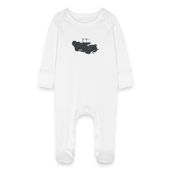 US Jeep Willys - Baby Bio-Schlafanzug mit Kratzhandschuhen - Weiß - Vorne