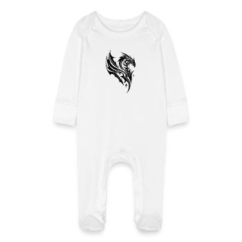 Dragon en style tatouage avec des ailes - Grenouillère bio avec gants Bébé - blanc - Devant