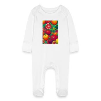 Fruit - Baby Organic Sleepsuit with Scratch Mitts - white - Front