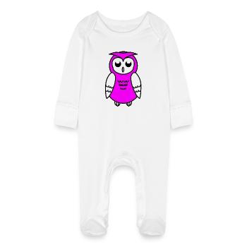 Hibou - Grenouillère bio avec gants Bébé - blanc - Devant